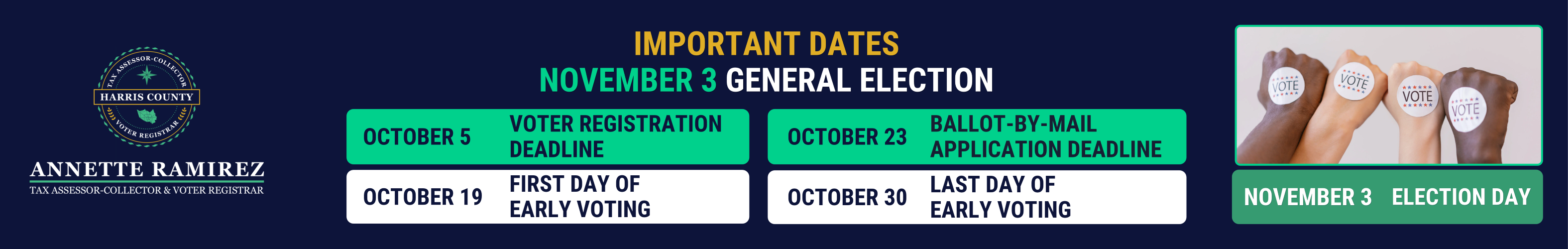 Important Dates for November 3 General Election